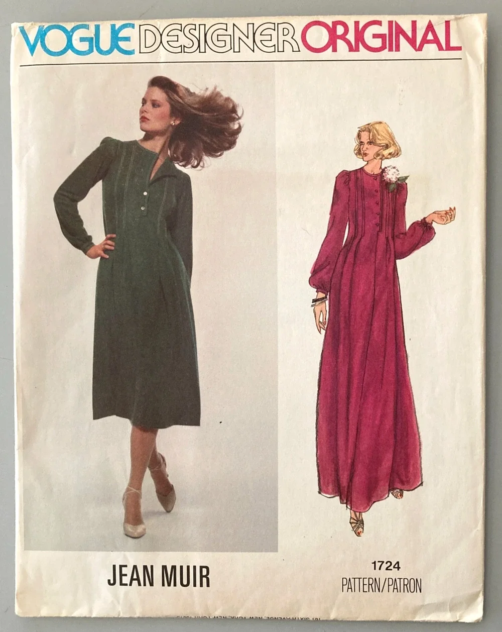 Vogue Designer Original 1724 Jean Muir Pattern Midi Maxi Evening Sz 8 Uncut '70s